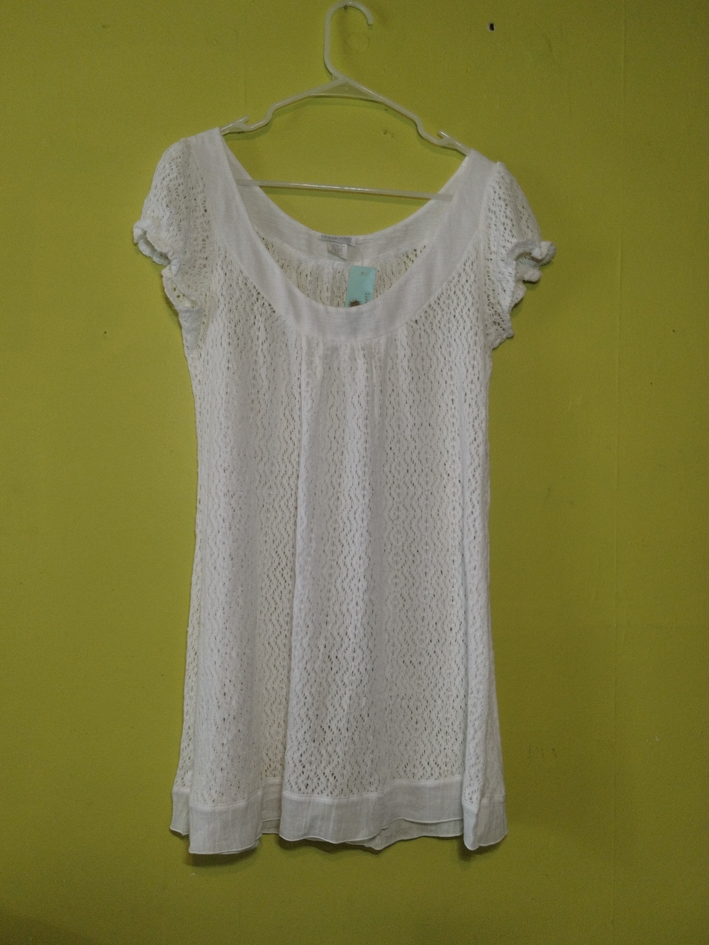 White Lace Tunic Top - Women's Lightweight Scoop Neck